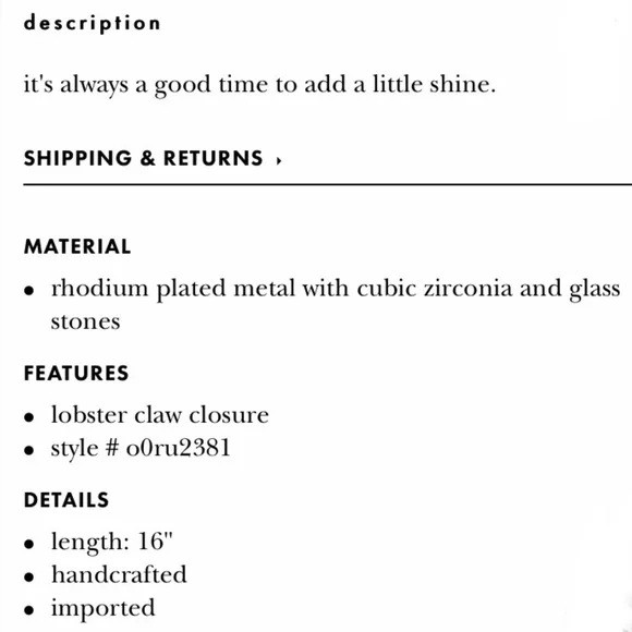 $198 Kate Spade clink of ice necklace